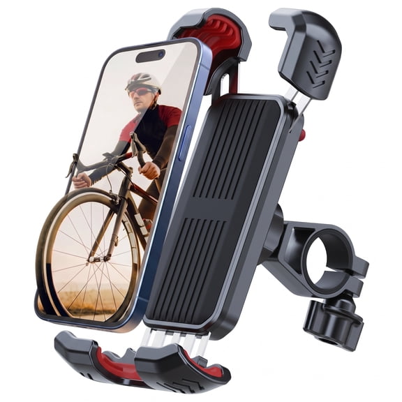 Dowellia Bike Phone Holder, Heavy Duty Universal Cell Phone Mount for Handlebar, Anti-Shake Secure Locking Clamp for Bicycle, Motorcycle, E-Bike & Scooter