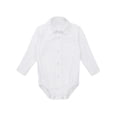 thumbnail image 2 of Lejafay Baby Boys Long Sleeve Lapel Button Shirt Romper Jumpsuit One Piece Gentleman Shirt Formal White 12-18M, 2 of 6