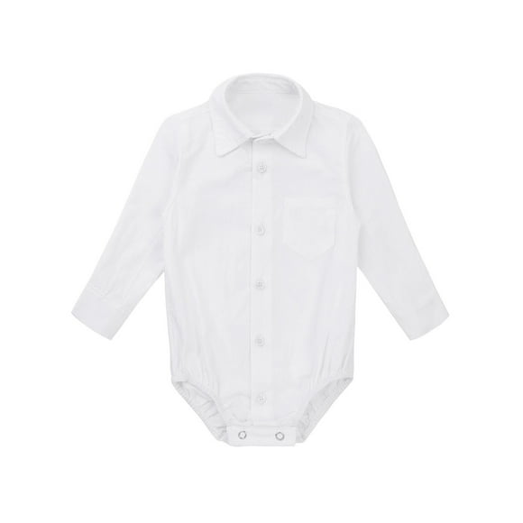 Doomiva Baby Boys' Long Sleeve Bodysuit Vest Undershirt Newborn Clothes Infant Toddlers White Cotton Onesies White 0-3M