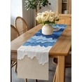 thumbnail image 5 of Watercolor Coastal Blue White Ocean Water Table Runner-36 Inch Long Abstract Beach Table Runners Linen Burlap Tablerunner for Kitchen Dining Room Holiday Party, 5 of 9