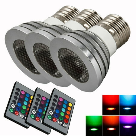 Ktaxon 3-Pack RGB LED Light Bulb With Remote Control, 5W, 400LM, E27 Base, Color Changing, Perfect for Birthday Party / KTV Decoration / Home Use / Bar / Wedding