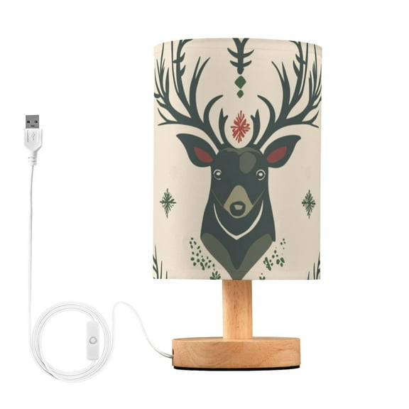 Christmas Reindeer Table Lamp for Desk Nightstand Lamp with USB Modern Gifts for Bedroom Living Room Kids Room