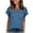 Blue, variant on Staron Women's Casual Loose V-Neck T-Shirt Top Vintage Fashion Blouse with Lace Panels Short Sleeve Comfy Relaxed Spring Summer Shirt, Hot Pink XXL