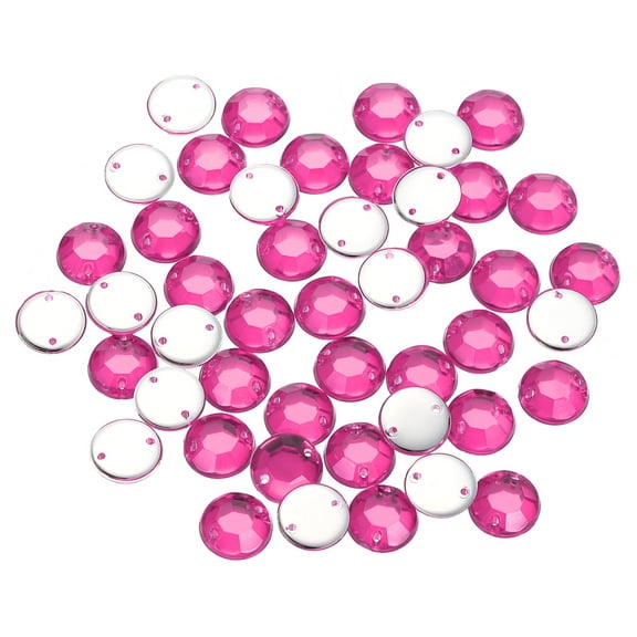 100Pack Flat Back Sew on Rhinestones Beads, 10mm Crystal Round Gems, Rose Red