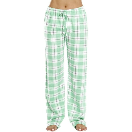 

CenturyX Women s Flannel Pajama Bottoms Buffalo Plaid Checked PJ Pants Lounge Night Sleepwear Pyjama Trousers Green L