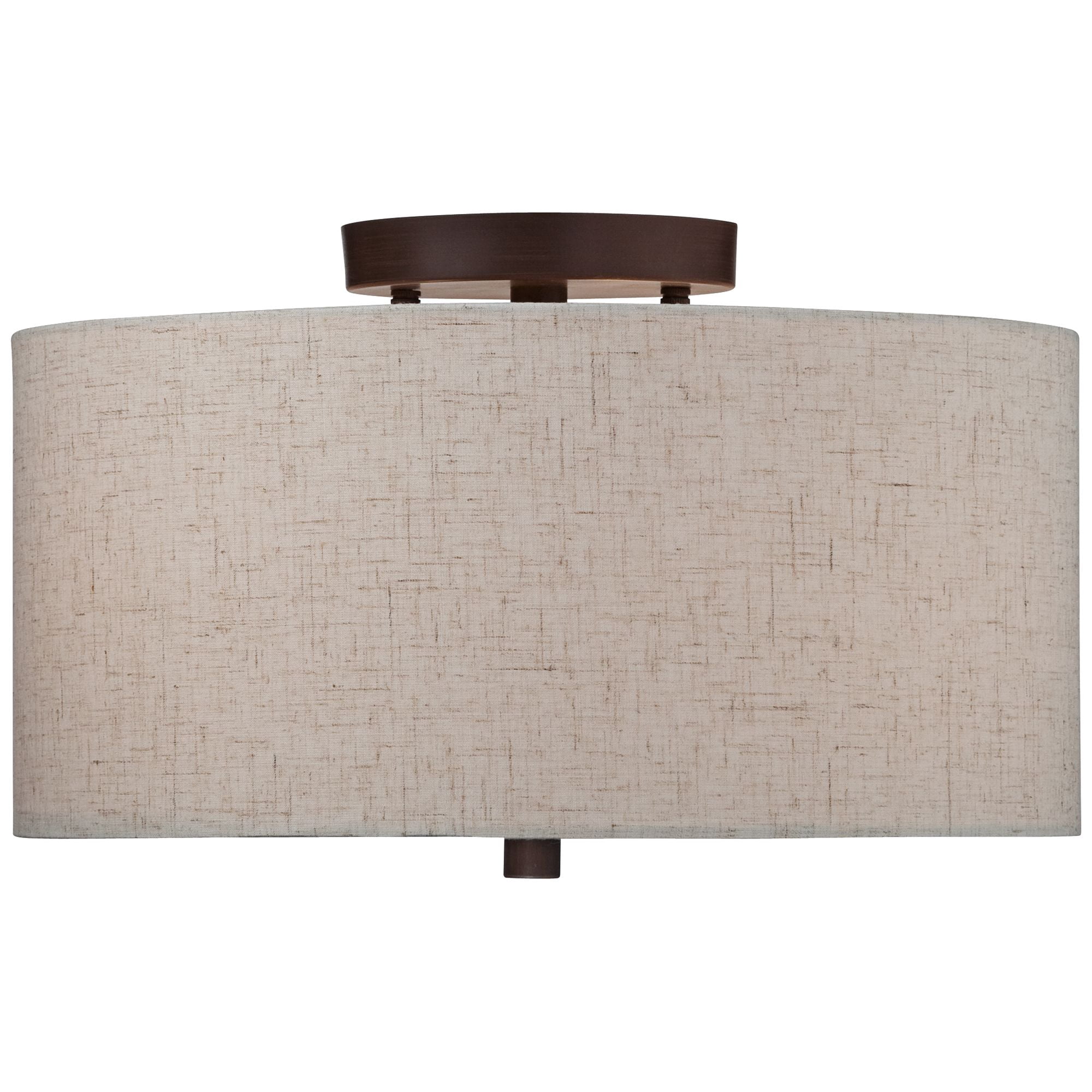 Regency Hill Sylvan Modern Ceiling Light Semi Flush Mount Fixture 14" Wide Bronze 3-Light Oatmeal Fabric Drum Shade for Bedroom Kitchen Living Room