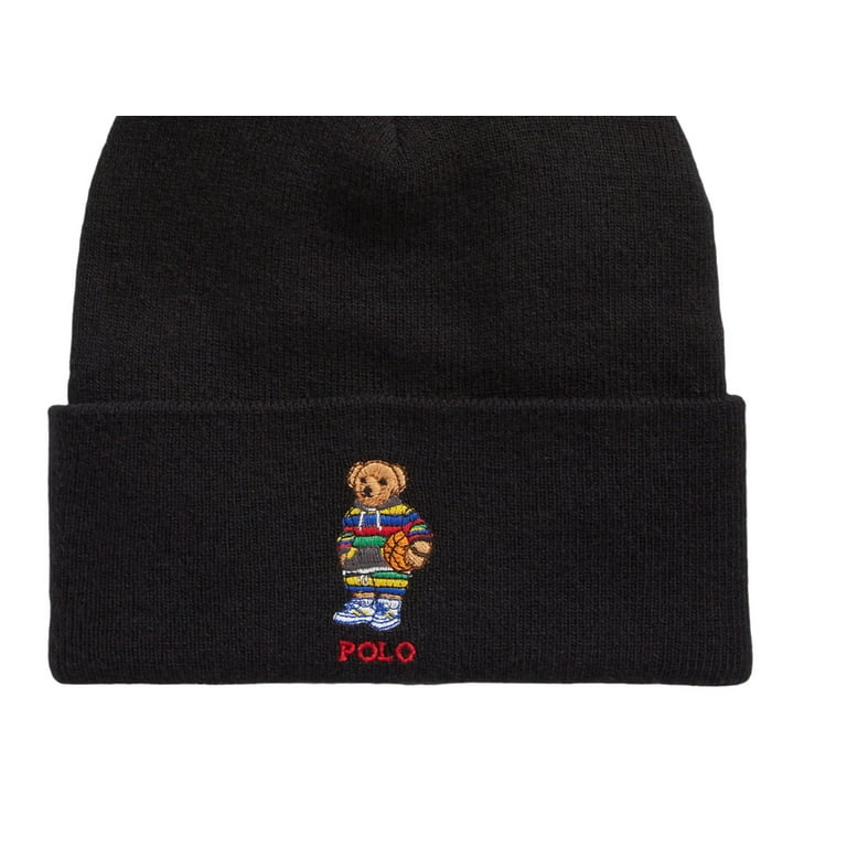 Black polo top bear beanie