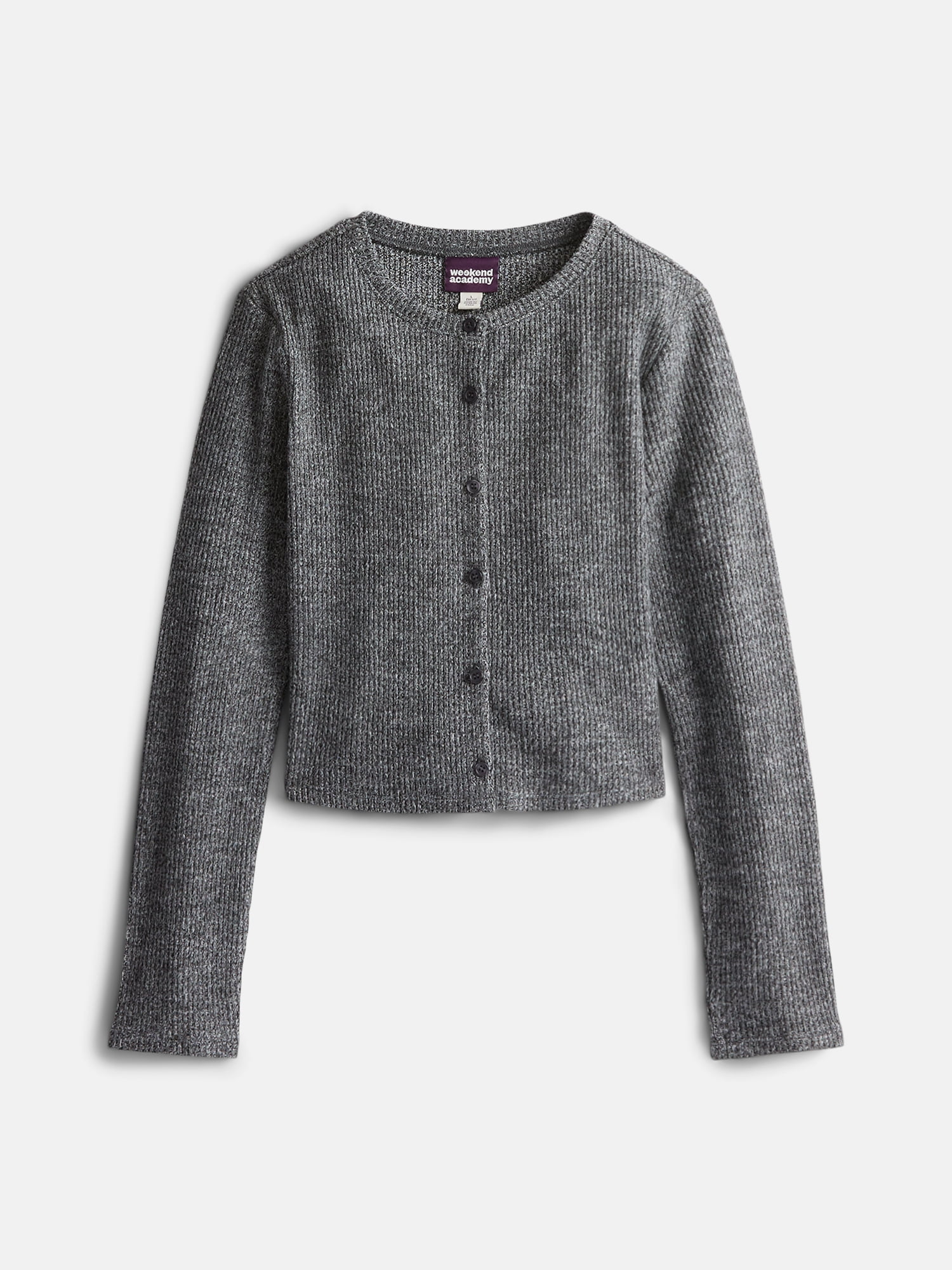 Weekend Academy Girls Ribbed Button Front Top with Long Sleeves, Sizes 4-18