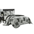 thumbnail image 3 of Lanco All Season Floral Printing 3 Piece Quilt Set , Queen Size Black White Quilt With Pillow Sham , Bedspreads & Coverlets, 3 of 9