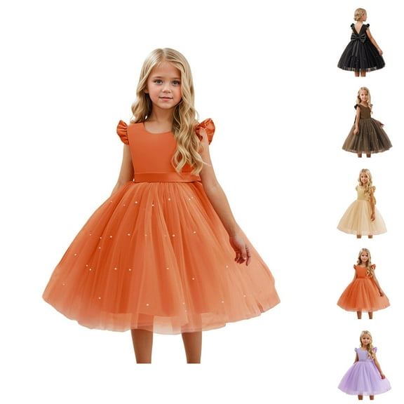 Girls Dress Party Dress for Girls Girls Dresses Flutter Sleeve V Neck Dress For Casual Outdoor Photo Party Performance Spring Summer Fall Outfits