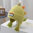 thumbnail image 2 of Toddler Kids Knit Hat Cute Soft Thickened Dinosaur Hat Beanie Warm Winter Cap, 2 of 8