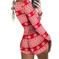 thumbnail image 1 of Seyurigaoka Women Christmas Plus Size Bodycon Jumpsuit Romper Christmas Print Deep V Neck Pajamas Bodysuit Outfit Tracksuit Playsuit Nightwear Homewear, 1 of 3