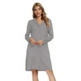 thumbnail image 2 of MintLimit Women's Button Down V-neck Solid Long Sleeve Sleepwear with Pockets Shirt Dress Pajamas, 2 of 5