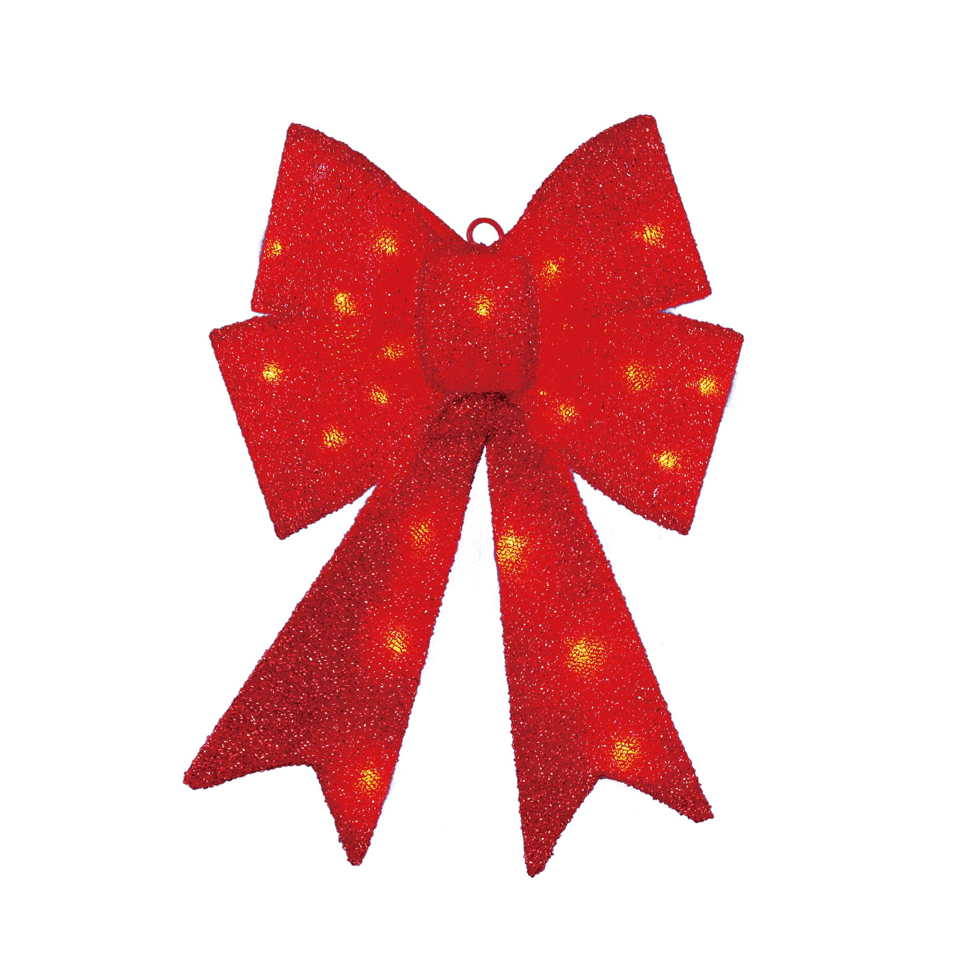 17 Led Lighted Large Red Sparkly Bow Christmas Decoration