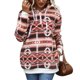 thumbnail image 1 of Navidad Geo patrón sudadera media cremallera manga larga acanalado puños bolsillo lateral Sudadera con capucha para mujer marrón M, 1 of 8