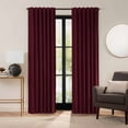 thumbnail image 2 of Eclipse Luxury Cotton Velvet 100% Blackout Rod Pocket Back Tab 96" x 50" Curtain Window Panel in Port, 2 of 7