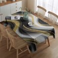thumbnail image 2 of Black Marble Gold Wave Pattern Rectangle Tablecloth 60"x84",Waterproof Polyester Rectangle Table Cloth, Wipeable Spillproof Polyester Tablecloth for Dining, Camping, Indoor and Outdoor, 2 of 5