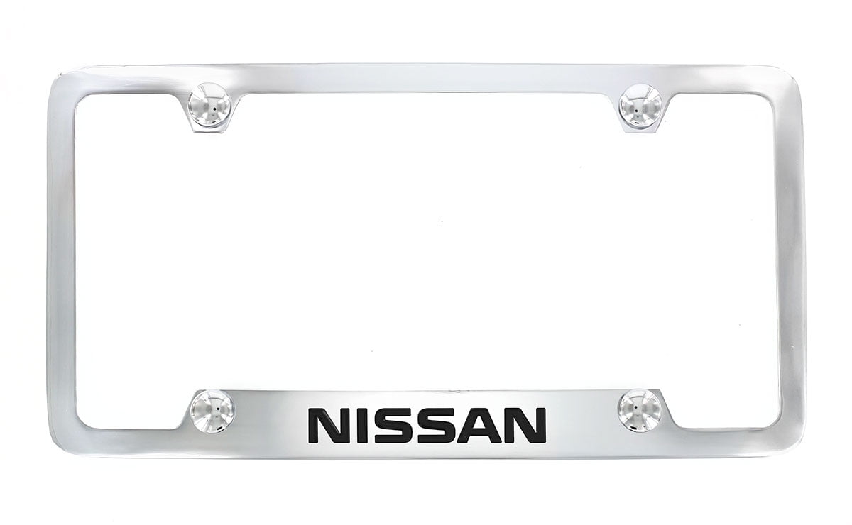 Nissan wordmark chrome plated metal license plate frame holder 4 hole