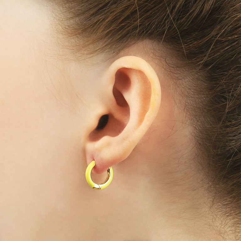 Gold Plated Neon Yellow Enamel Huggie Hoop Earrings for Women Walmart