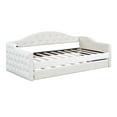 thumbnail image 5 of Harper & Bright Designs Twin Size Tufted Upholstered Daybed with Trundle, Twin Velvet Sofabed with USB & Charging Ports, Beige, 5 of 11