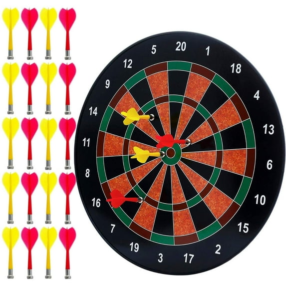 Magnetic Dartboard Set with 20 Darts - 16 Inch Dart Board - Safe for Kids and Adults - Gift for Game Room, Office, Man Cave and Parties (Green Red White)