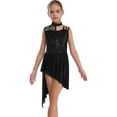 thumbnail image 2 of vastwit Figure Skating Dress for Girls Sleeveless Floral Lace Asymmetrical Skirt Leotards Ballet Lyrical Dance Dress Black 10, 2 of 5