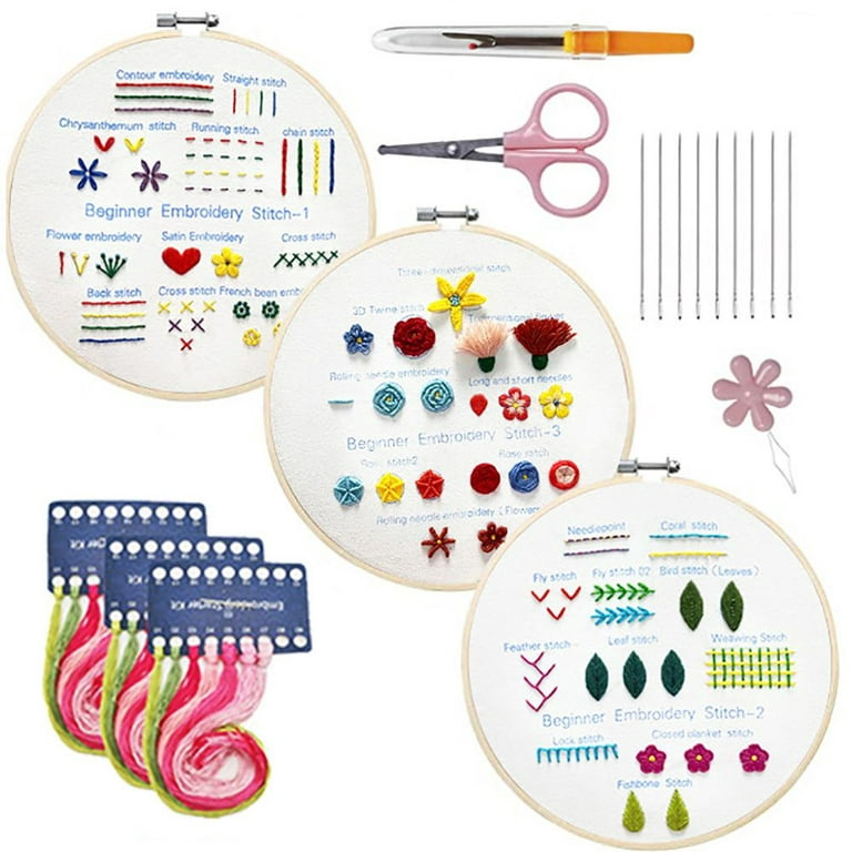 Beginner Embroidery Stitch Practice Kit Cross Stitch For Beginners Flowers  Needle Crafts Embroidery Hoop Handwork Needlework