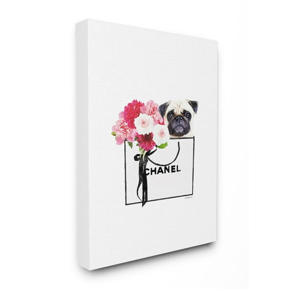 Stupell Industries Fashion Designer Pet Dog And Flower Purse Watercolor Canvas Wall Art by Amanda Greenwood