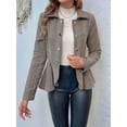 thumbnail image 6 of Elegant Women Blazer Business Work Office Peplum Hem Jacket Open Front Herringbone Coats Camel L, 6 of 8