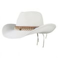 thumbnail image 4 of Prolriy Cowboy Hat Belt Cap Wide Riding Hat Western Men Leather Brim Hat Cowboy Women Retro Baseball Caps Cowgirl Hat White, 4 of 4