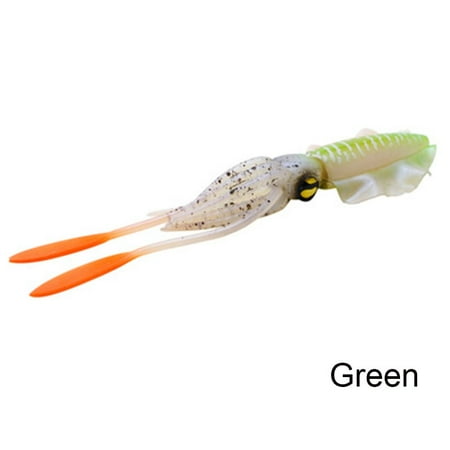 Durable Soft Silicone Artificial Portable Saltwater Octopus Bait Fishing Tackle Squid Skirt Lure long tail GREEN