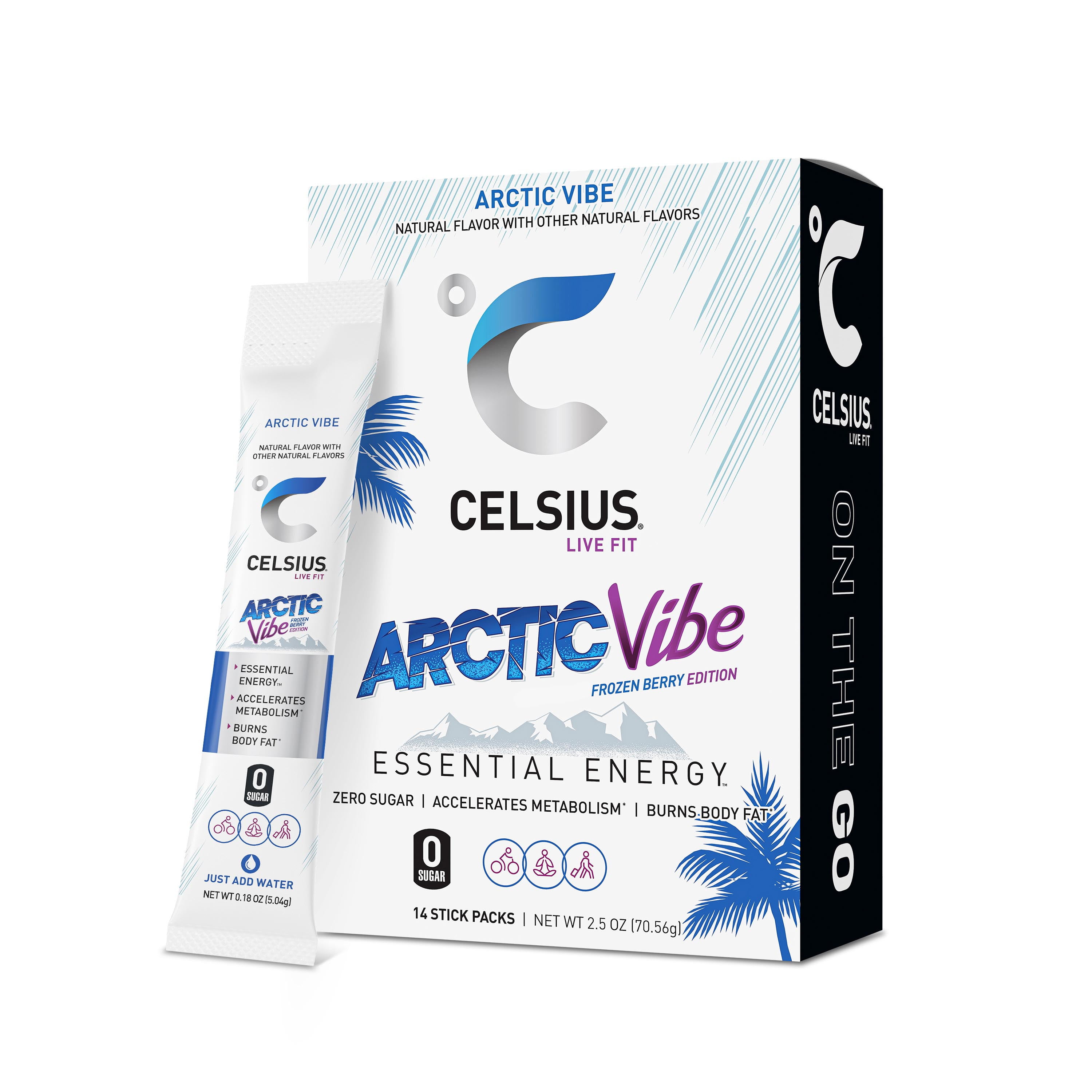 (6 pack) CELSIUS On The Go Energy Drink Mix, Arctic Vibe (14 Stick Pack)