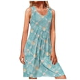 thumbnail image 2 of LOVZFMLL Robes Femmes Décontractées Amples Imprimées Robe Débardeur Plage Col en V Poche Sans Manches Tailleur Robes, 2 of 5