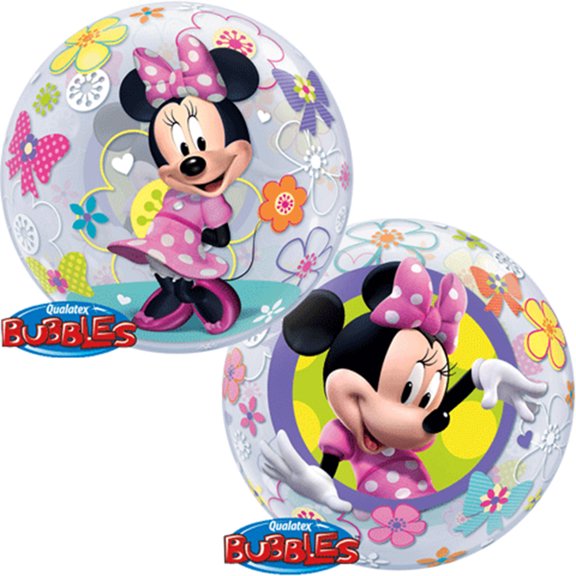 22" bubbles minnie mouse bow-tique disney stretchy plastic balloon party
