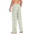 thumbnail image 6 of Men's Lightweight Pajama Bottoms Vertical Green Sprigs Stretch Elastic Waist Side Pockets Spring Fall, 6 of 7