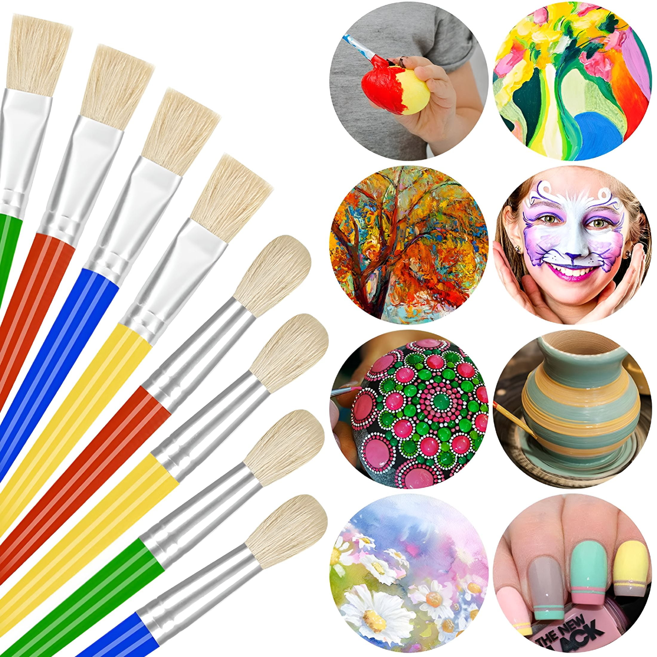 CCOCC 2026 New 16-Piece Kids' Paint Brush Set,Large Washable Brushes,Perfect for Toddlers,Easy Grip,Round and Flat Styles,No-Shed Bristles,Ideal for Acrylics and Washable Paints