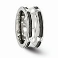 thumbnail image 4 of Grey Titanium Ring Band Wedding Standard Concaved Edward Mirell Stainless Steel & Black Ti Cable Polished Concave 10mm, 4 of 6