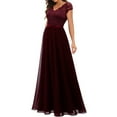 thumbnail image 3 of Franhais Women's Long Evening Dress, Solid Color Lace Patchwork Backless V Neck Elegant Dress, 3 of 7