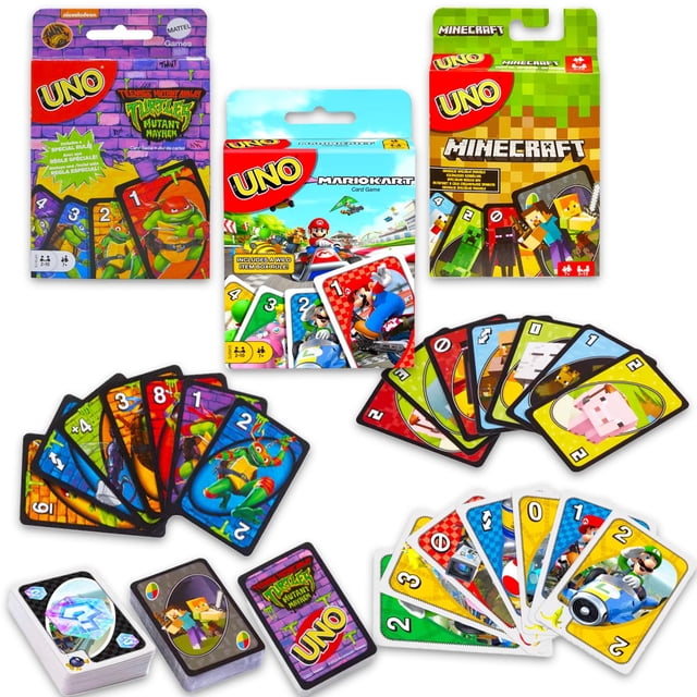 Mattel Juego de Cartas UNO Videojuegos Minecraft Mario TMNT