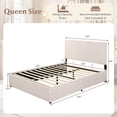 thumbnail image 3 of Gymax Queen Size Lift-up Storage Bed w/Hydraulic Lifts Wooden Slat Support Beige, 3 of 10