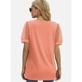 thumbnail image 2 of Womens Casual V Neck T Shirts Swiss Dotted Puffy Sheer Short Sleeve Blouses, 2 of 5