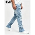 thumbnail image 6 of Men's Vintage Washed Distressed Ripped Straight Leg Jeans - Casual Daily Wear Denim Pants with Frayed Hem (S-3XL) | On-Trend Light Wash Streetwear Jeans for Men, 6 of 6