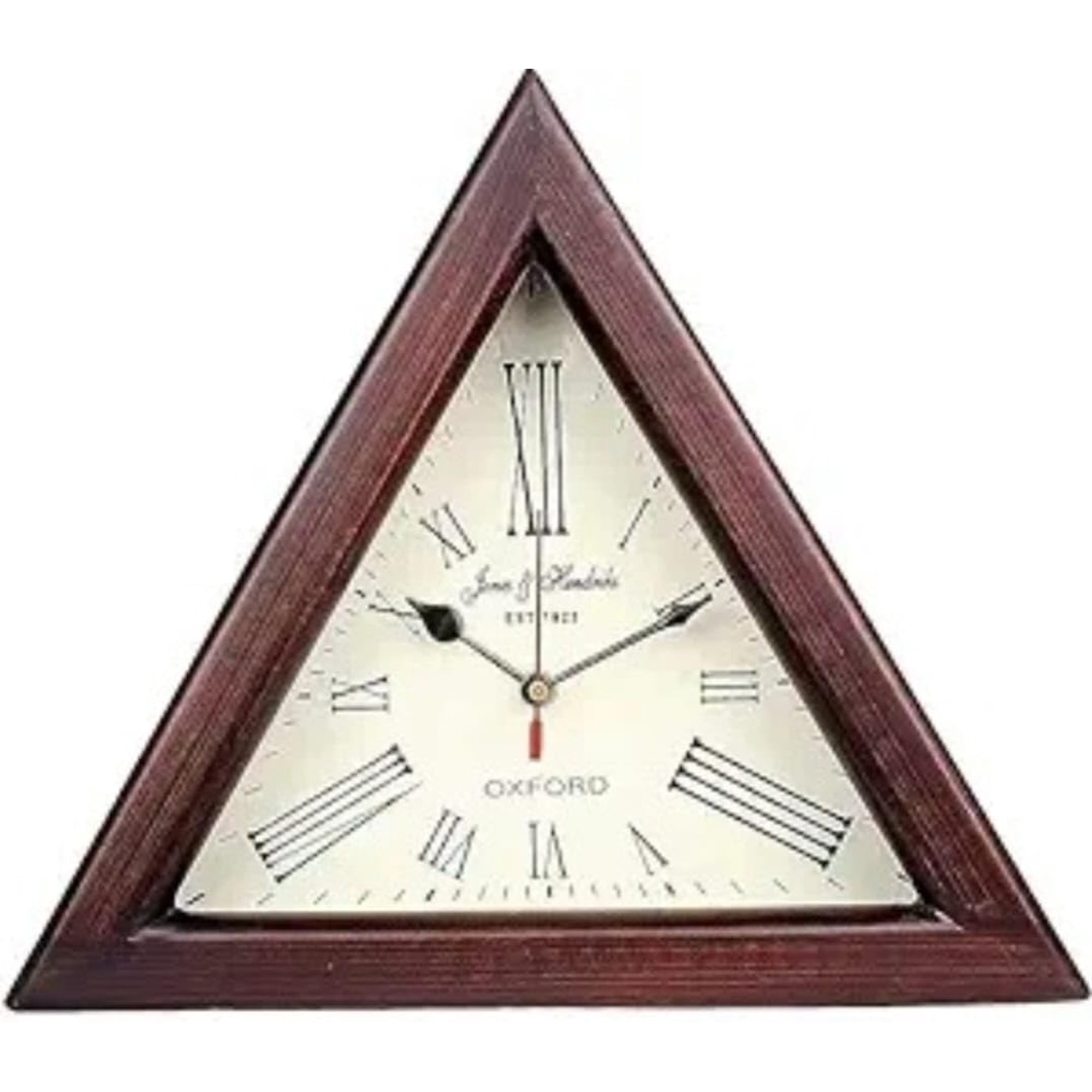 Wooden Triangle Wall Clock, Stylish Timepiece For Modern Spaces, Brown - 12 Inch | Antique Hub, For Office Hallway Dining & Living Room, Home & Décor Gift Item | Beautiful Wall Clock