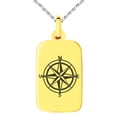 thumbnail image 1 of Stainless Steel Nautical Star Compass Engraved Small Rectangle Dog Tag Charm Pendant Necklace, 1 of 1