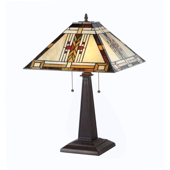 Chloe Lighting Gode Tiffany-Style 2-Light Mission Table Lamp with 16" Shade