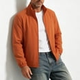 thumbnail image 3 of FRSASU Men's Lightweight Windbreaker Jacket Stand Collar Zip Side Pocket Elastic Cuff Casual office Coat Orange, 3 of 7