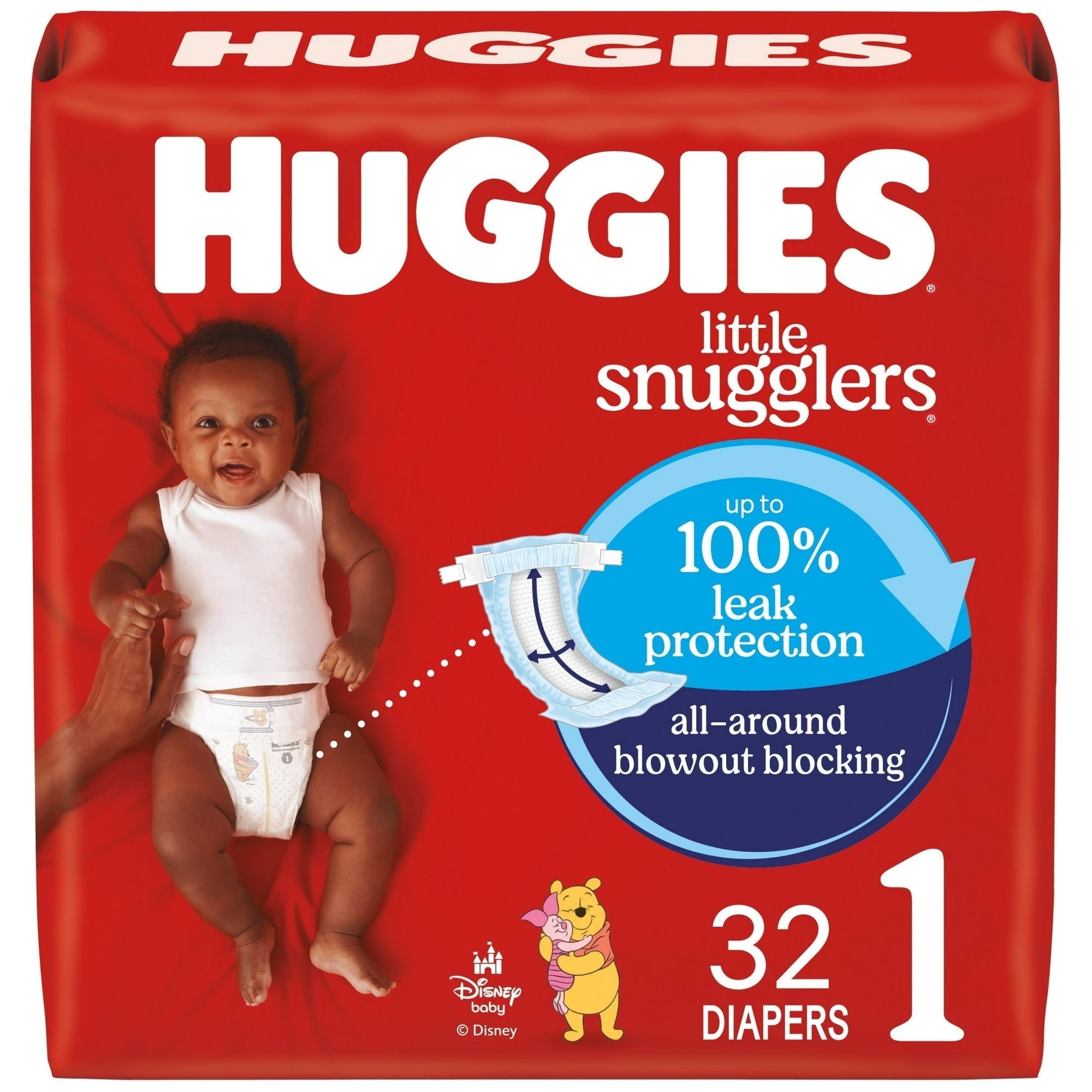 Huggies Little Snugglers Baby Diapers, Size 1 (8-14 lbs), 32 Count