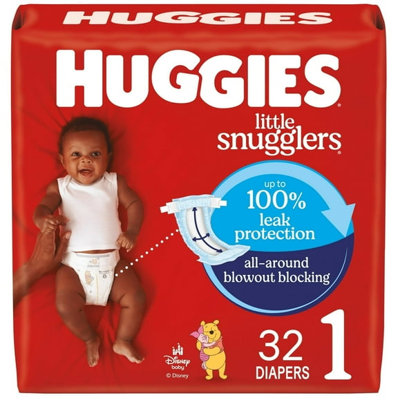 Huggies Little Snugglers Baby Diapers, Size 1 (8-14 lbs), 32 Count