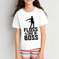 thumbnail image 4 of Floss like A Boss - Flossin Emote Youth T Shirt - Medium - White w/Black Print, 4 of 7