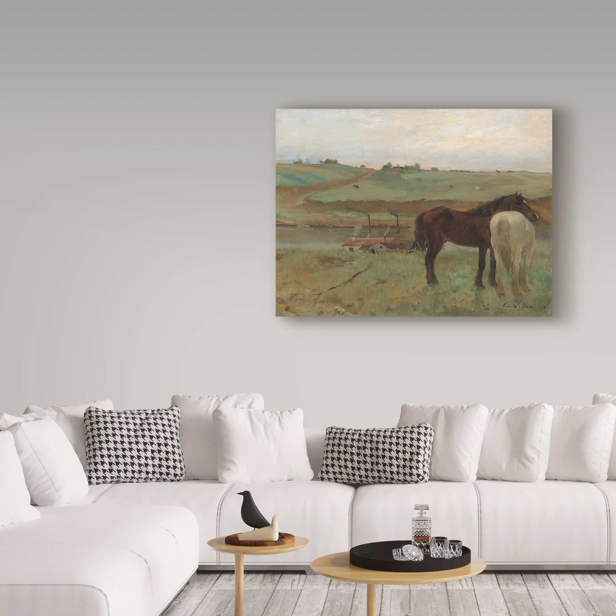 Trademark Fine Art 'Horses In A Meadow' Canvas Art by Edgar Degas